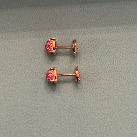 Tiffany&Co. 18k Rose Gold Paloma Picasso Sugar Stack Pink Sapphires Earrings - Picture 9 of 11